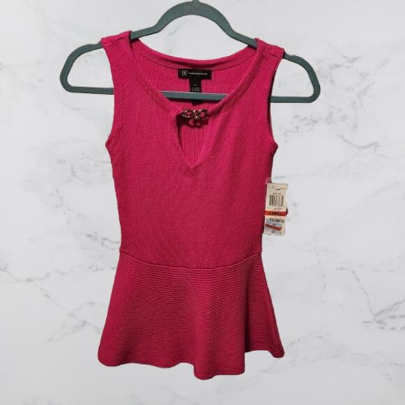 INC International Concepts Good Life Intense Pink Sleeveless Sweater Top NWT XS - Picture 1 of 4